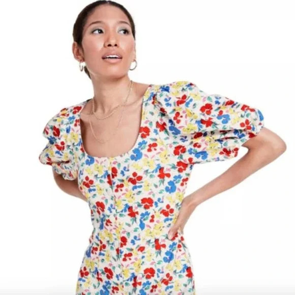 RIXO x Target Mini Dress 2 White Floral Linen Short Sleeve Button-Up A-Line - Picture 3 of 11